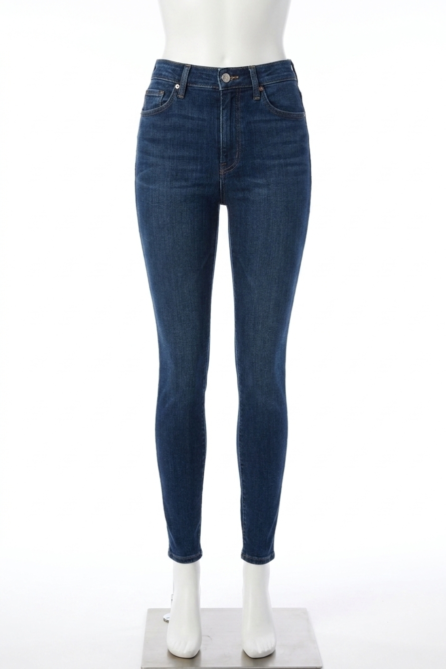 NEW 7 FOR ALL MANKIND high waist super skinny jeans in dark wash denim